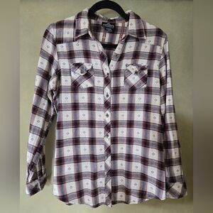 Angie | Red and Cream Plaid Shirt, Size L